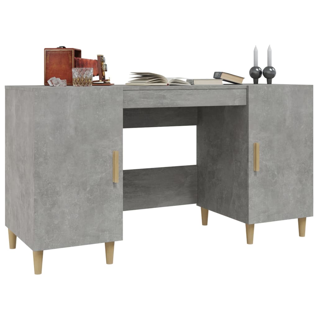 Desk Concrete Grey 140x50x75 cm Engineered Wood
